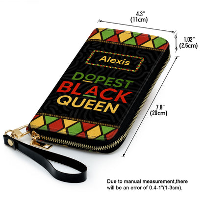 Dopest Black Queen - Personalized Leather Clutch Purse SB09