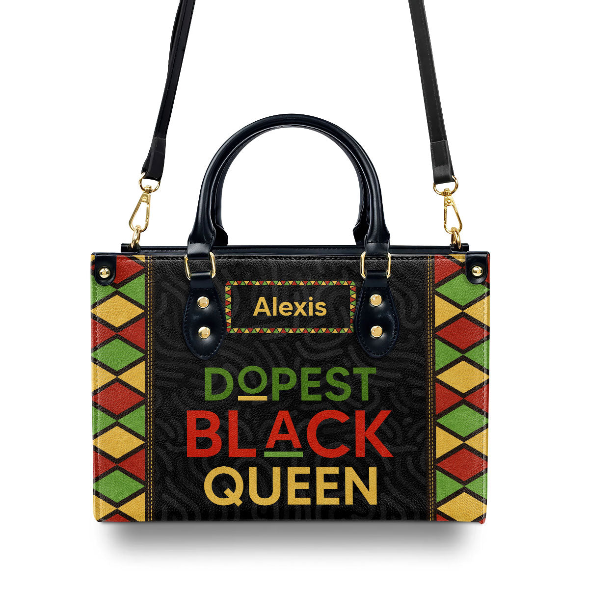 Dopest Black Queen - Personalized Leather Handbag SB09