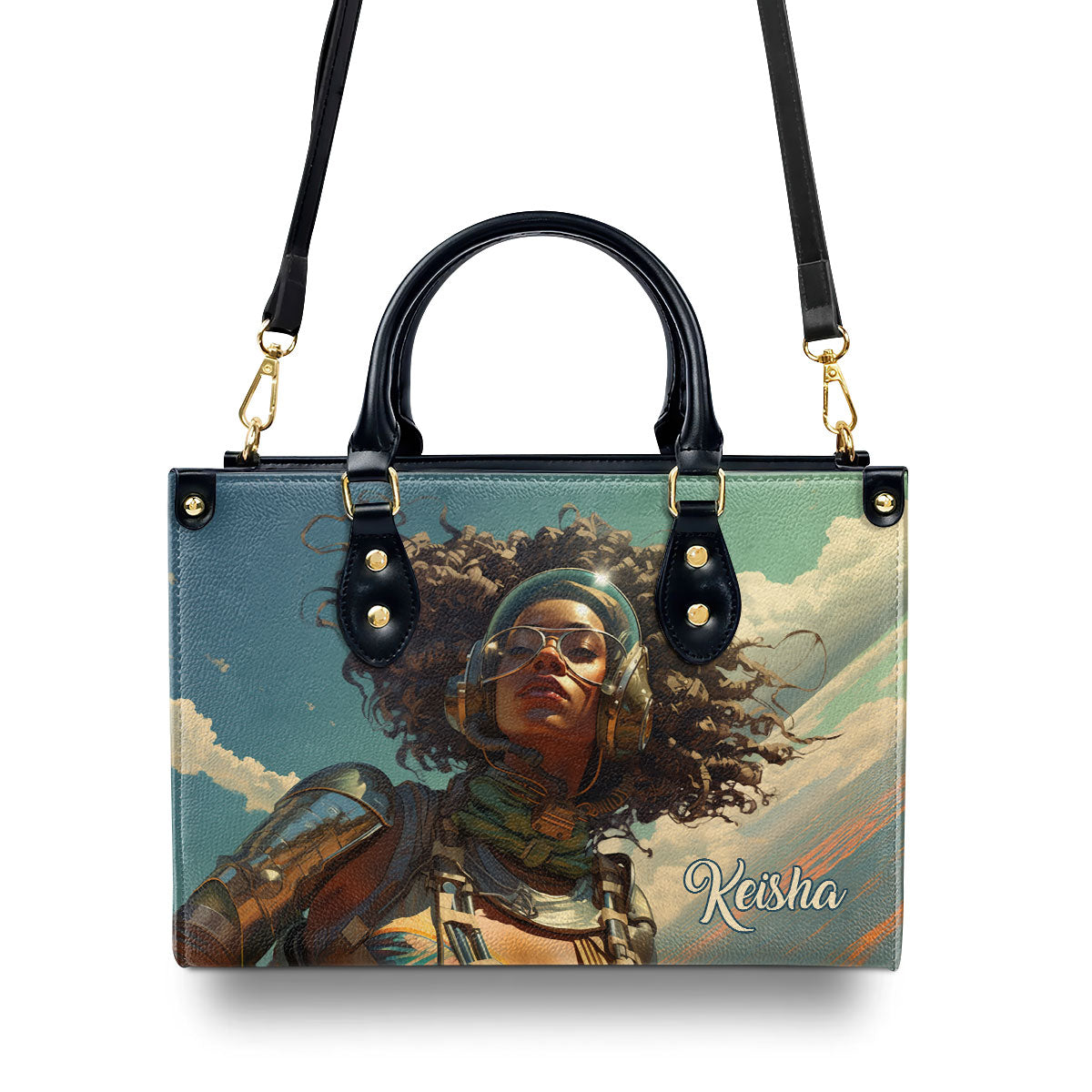 Afrofuturism - Personalized Leather Handbag SB112