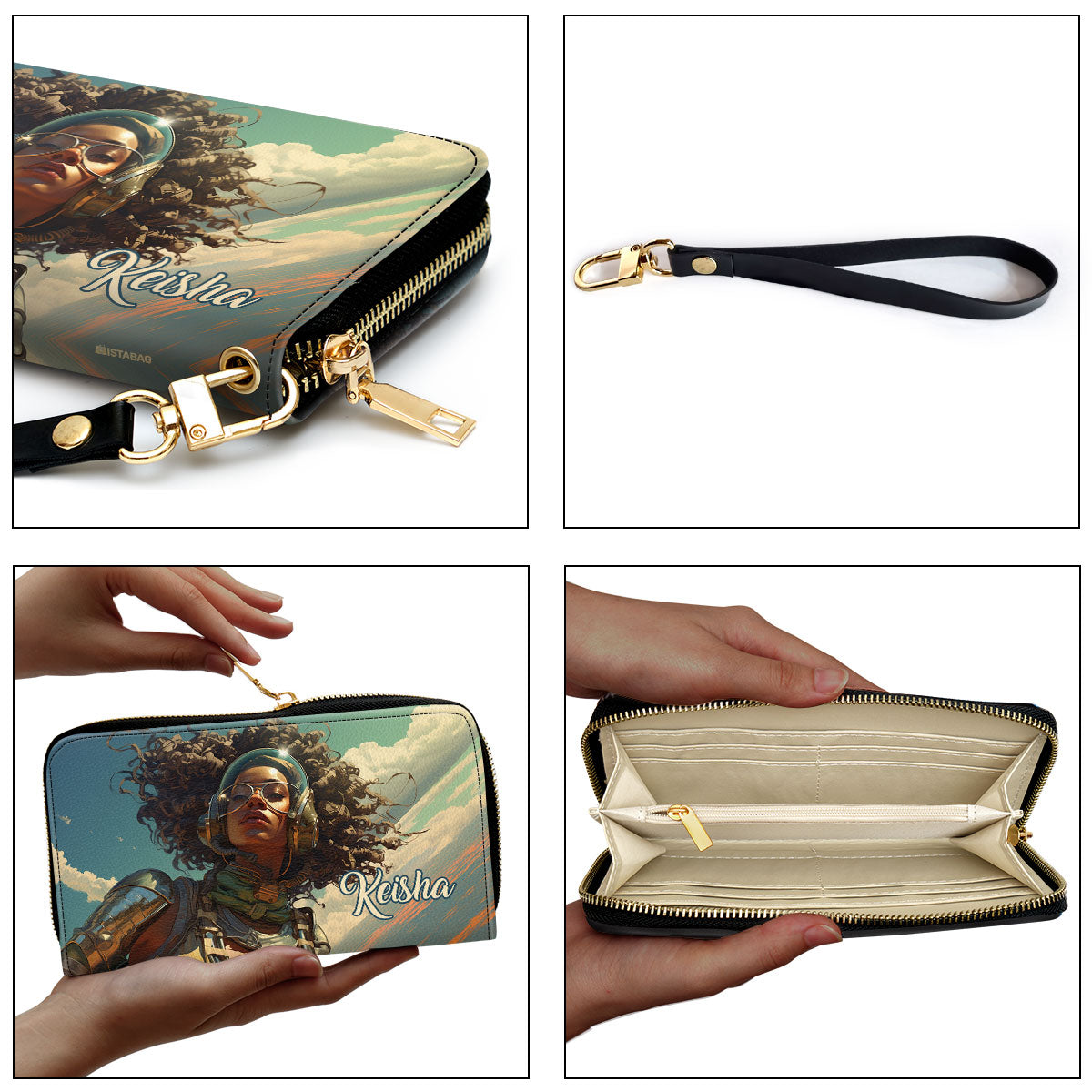 Afrofuturism - Personalized Leather Clutch Purse SB112