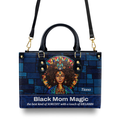 BLACK MOM MAGIC - Personalized Leather Handbag - SB14A