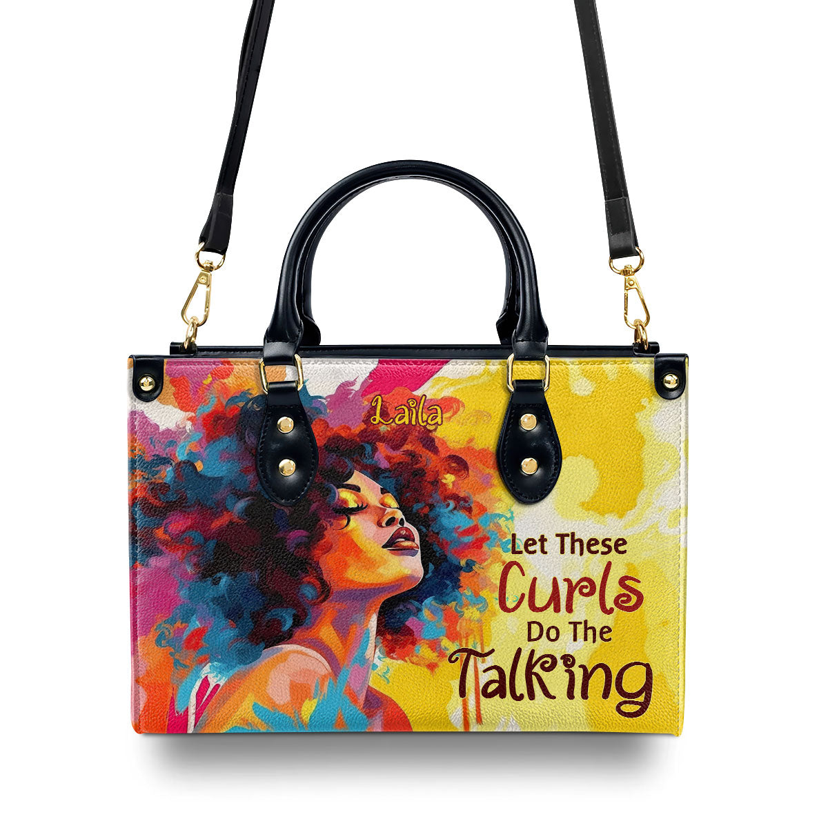 Let These Curls Do The Talking - Personalized Leather Handbag - SB18
