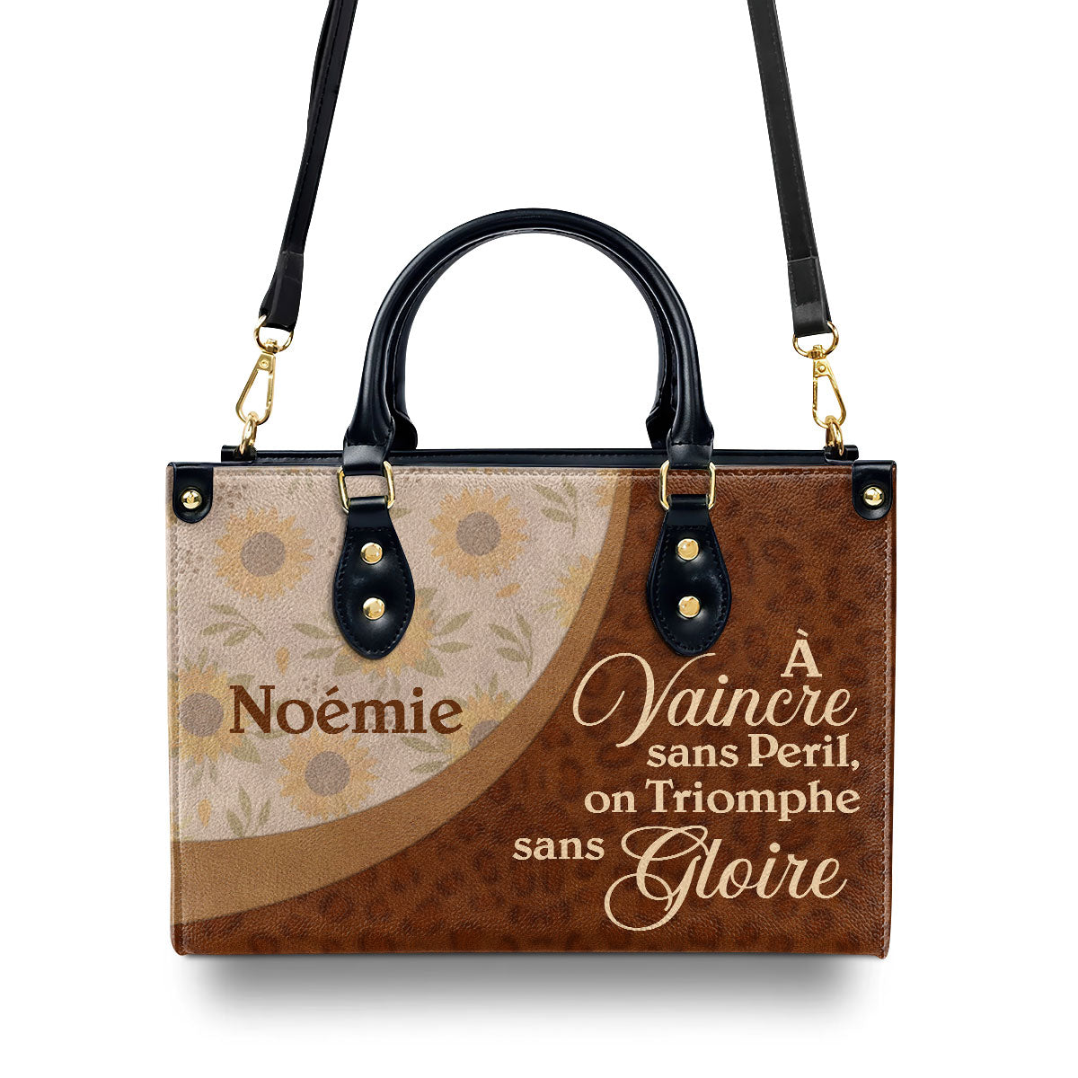 À vaincre sans peril, on triomphe sans gloire - Personalized Leather Handbag SB606