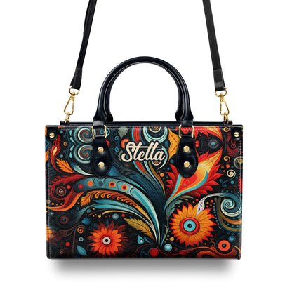 Floral Boho - Personalized Leather Handbag STB128