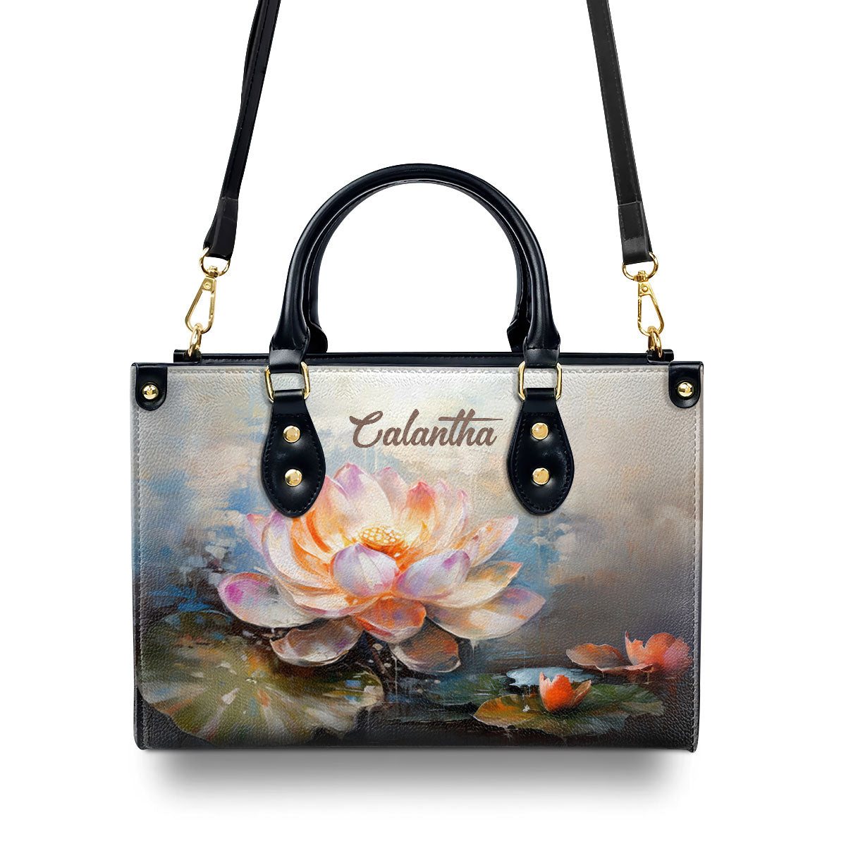 Blooming Lotus - Personalized Leather Handbag STB138