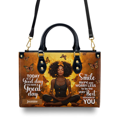 Today Is A Good Day - Personalized Leather Handbag STB46