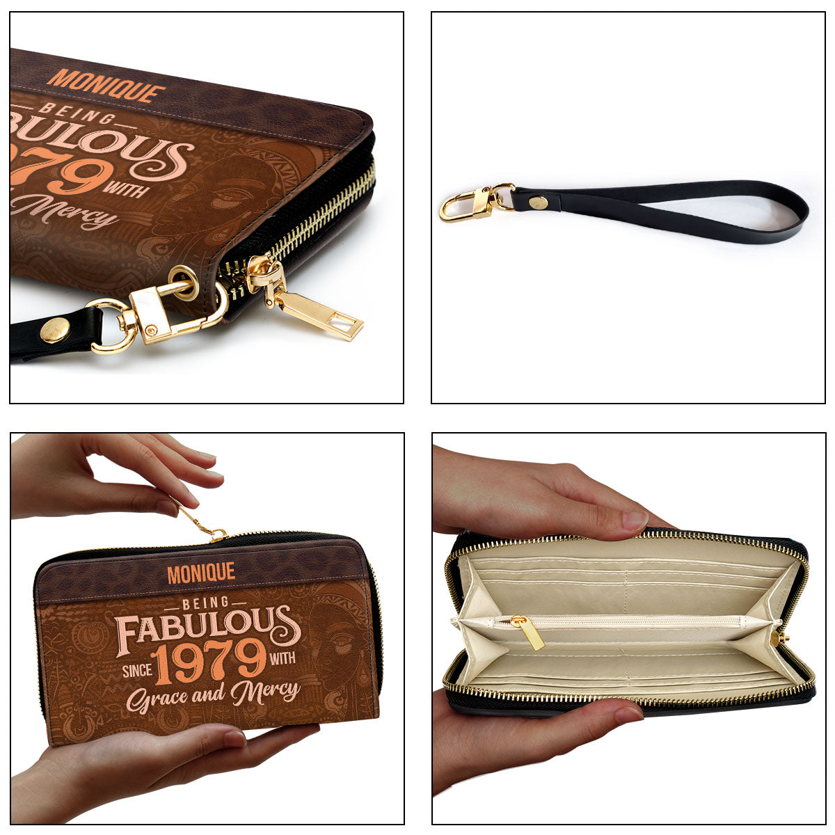 Being Fabulous - Personalized Leather Clutch Purse STB59