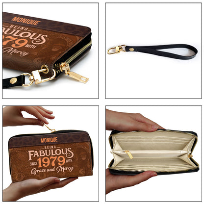 Being Fabulous - Personalized Leather Clutch Purse STB59