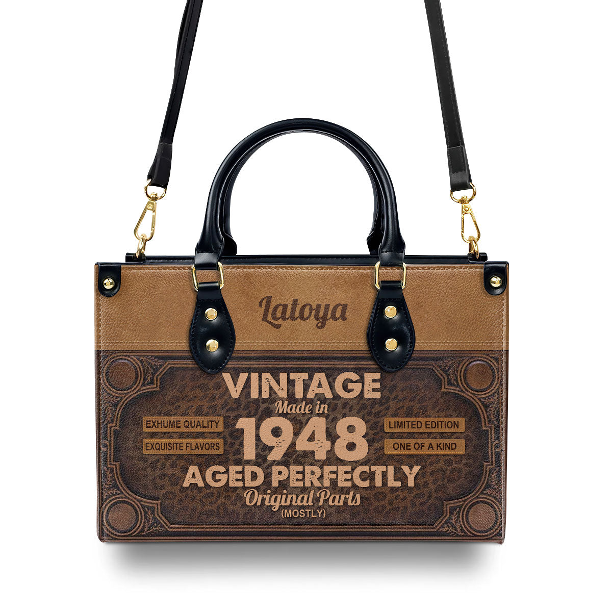 Personalized Vintage Brown Leather Handbag STB66