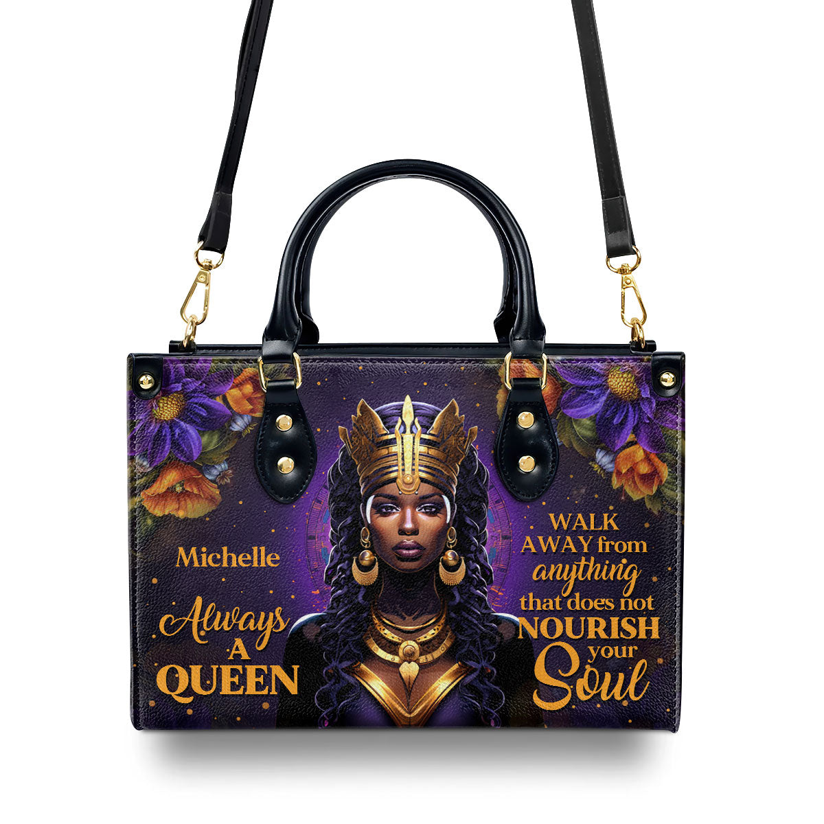 Always A Queen - Personalized Purple Leather Handbag STB68