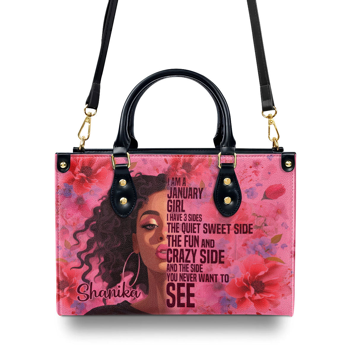 I Am A Girl - Personalized Leather Handbag STB72