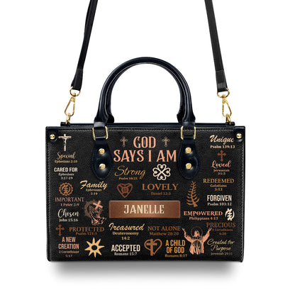 God Says I Am - Personalized Leather Handbag MB21