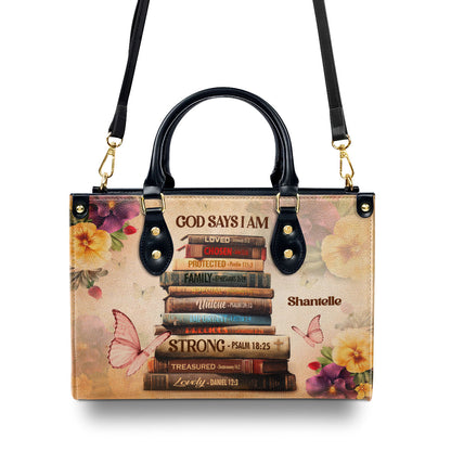 God Says I Am - Personalized Leather Handbag STB183