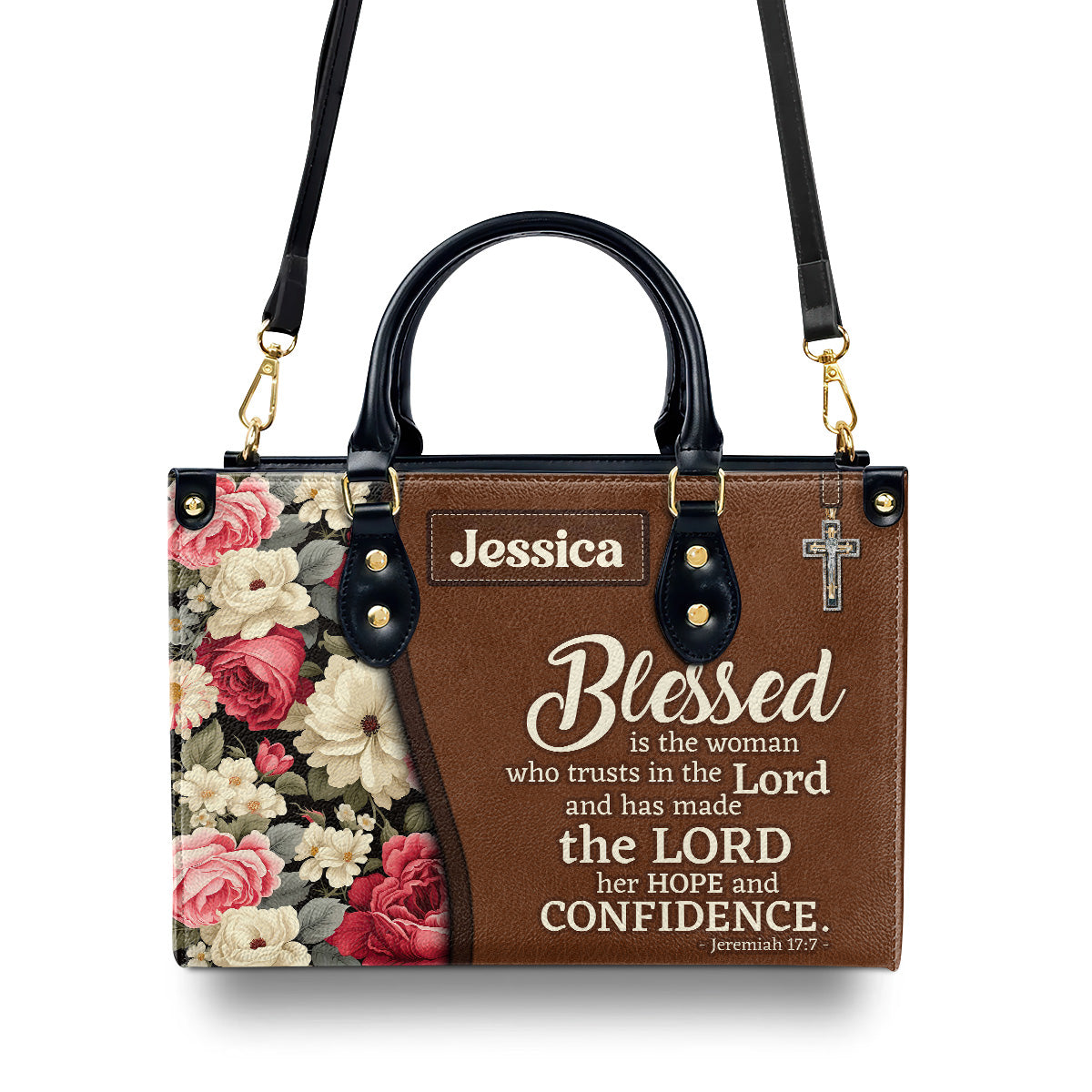 Blessed Is The Woman Who Trusts In The Lord - Personalized Leather Handbag SBLHBMTN1860L