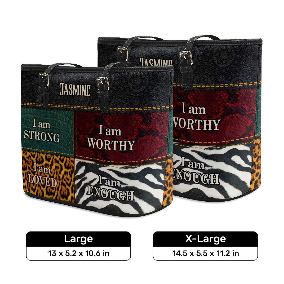 I Am Loved, I Am Enough - Personalized Large Leather Tote Bag SB08