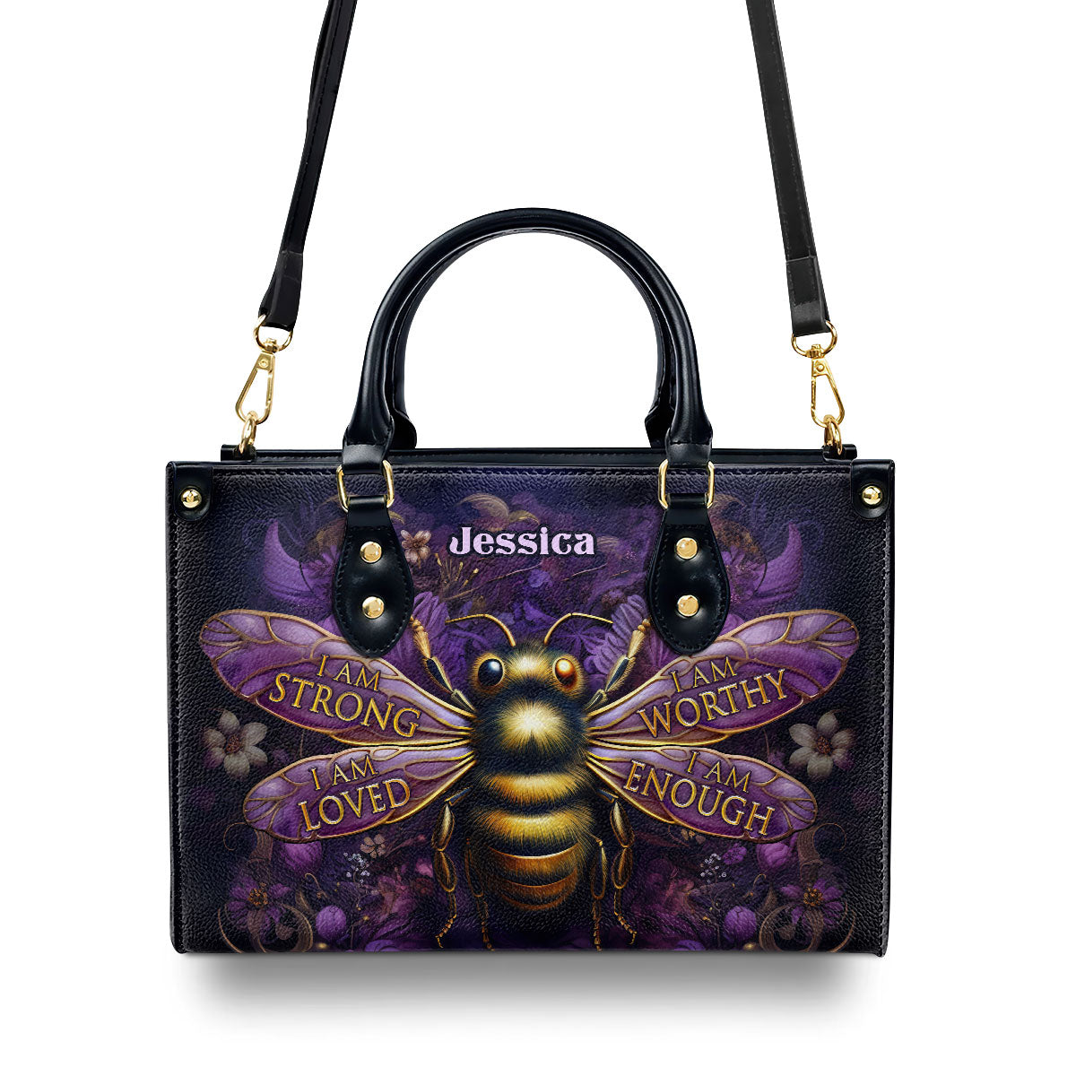 I Am Enough - Bee Personalized Leather Handbag MB54