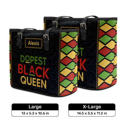 Dopest Black Queen - Personalized Leather Totebag SB09