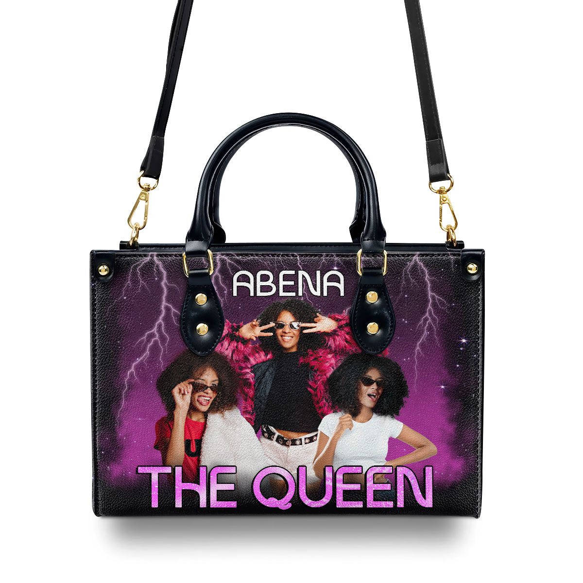 The Queen Vintage Style - Personalized Leather Handbag SBLHBNUM883M