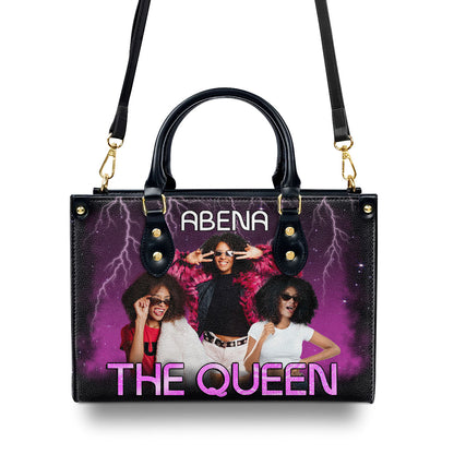 The Queen Vintage Style - Personalized Leather Handbag SBLHBNUM883M