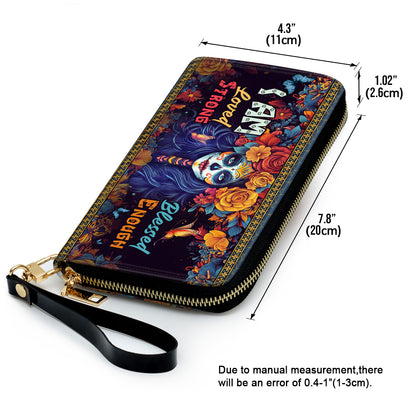 I Am Day Of The Dead Queen - Personalized Leather Clutch Purse SBCPLTU2627M