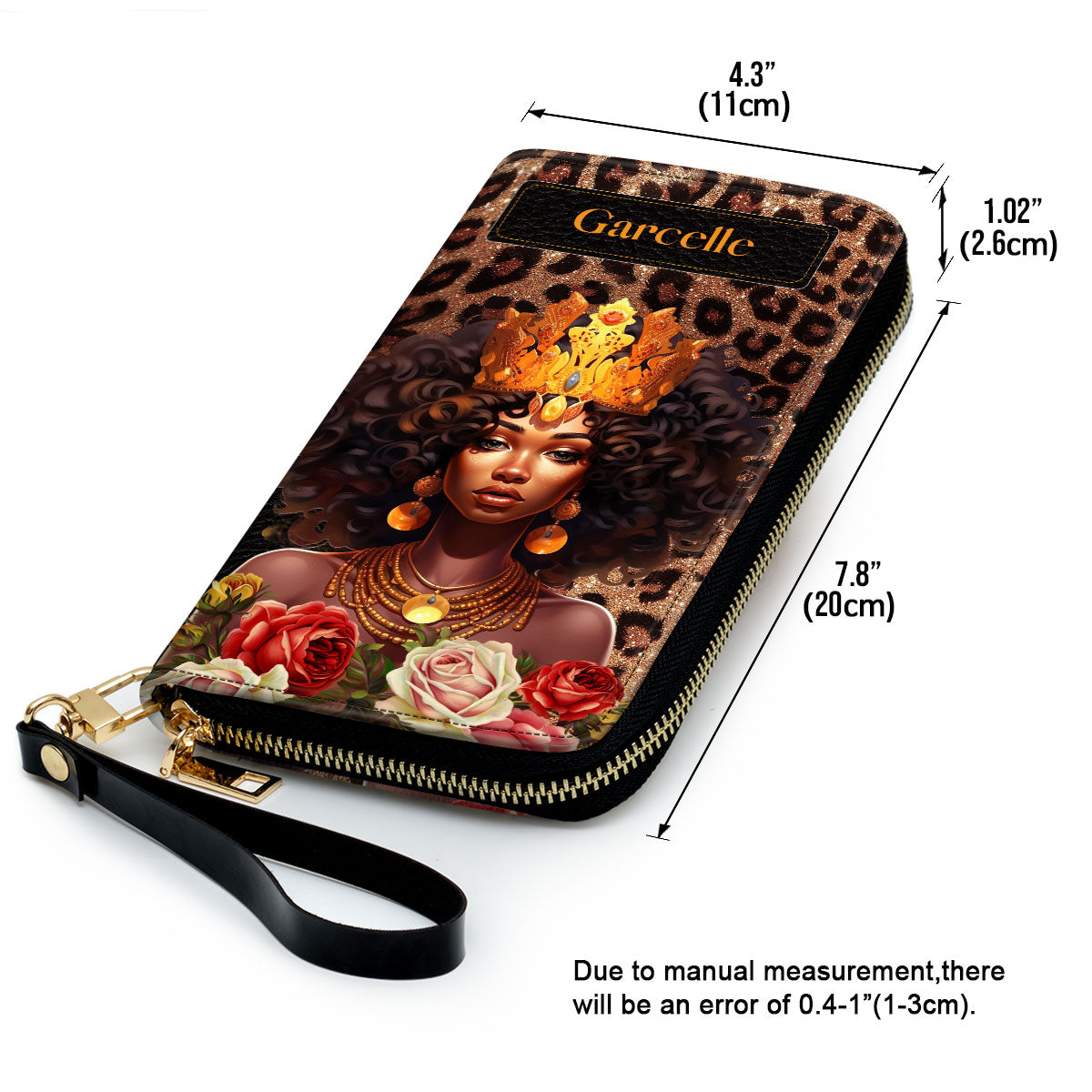 Black Queen is Powerful - Personalized Leather Clutch Purse MB24