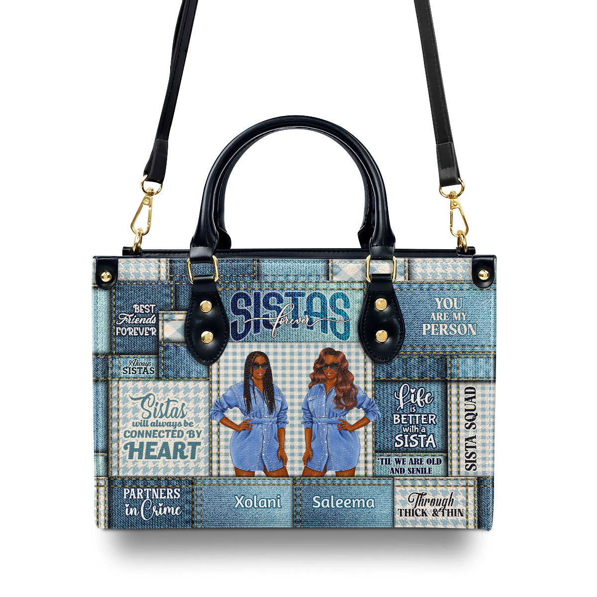 Sistas Forever - Personalized Leather Handbag SBLHBLM1354D