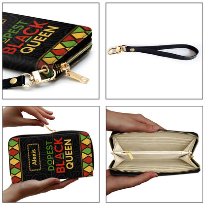 Dopest Black Queen - Personalized Leather Clutch Purse SB09