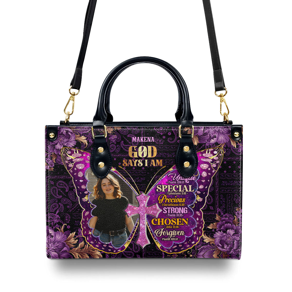 God Says I Am - Personalized Leather Handbag SBLHBLM1006TA