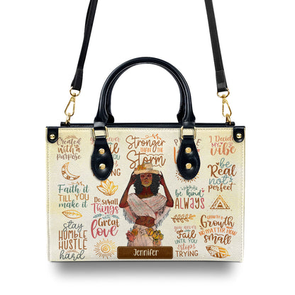 Stronger Than The Storm - Personalized Leather Handbag SBHN14