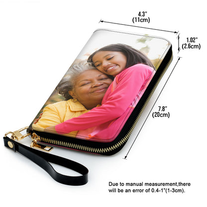 Grandma Love - Personalized Leather Clutch Purse SBCPLM2117L