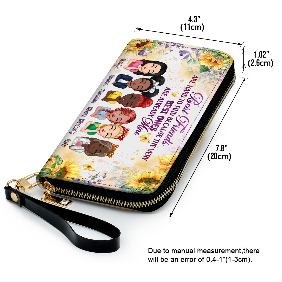 Best Friends Are Hard To Find - Personalized Leather Clutch Purse