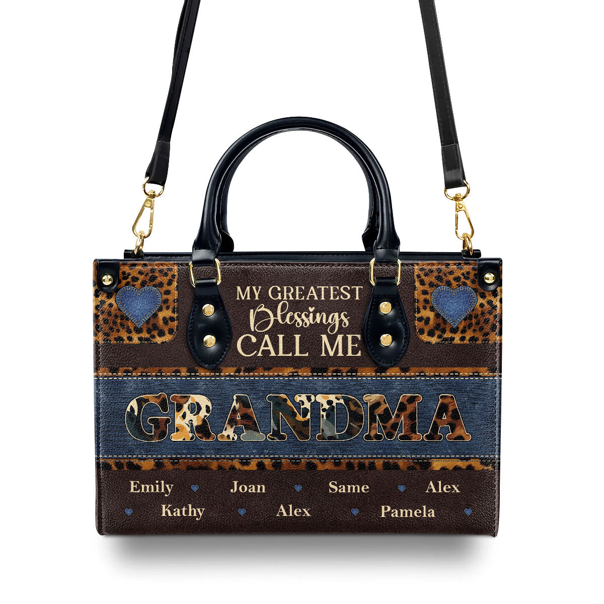 My Greatest Blessings Call Me Grandma/Nana - Personalized Leather Handbag MB75B