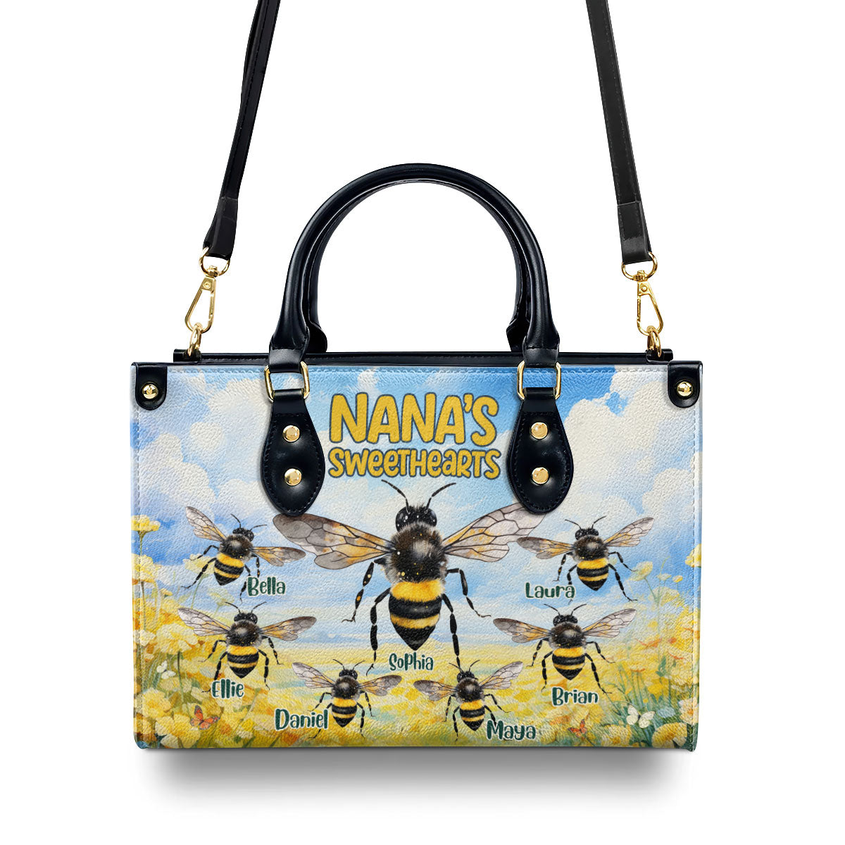 Nana's Sweethearts - Bees Personalized Leather Handbag STB114