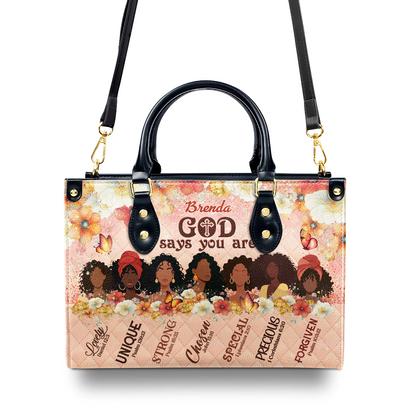 God Says You Are - Personalized Leather Handbag SBLHBLM2478L