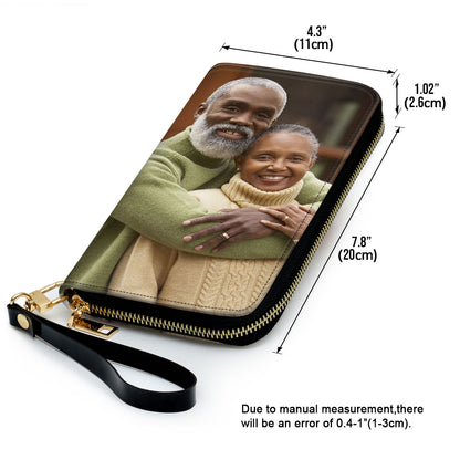 Wife Husband Couple Custom Photo - Personalized Leather Clutch Purse SBCPLM2116M