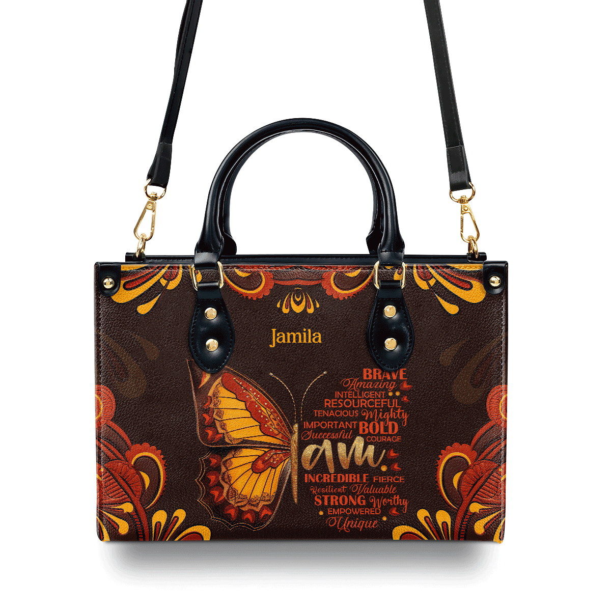 I Am Brave - Personalized Leather Handbag MB80