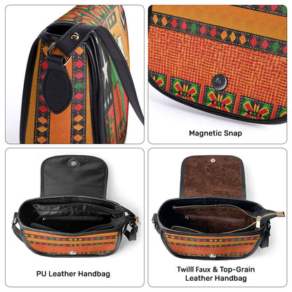 Africa Map - Juneteenth Leather Saddle Cross Body Bag SBSADT61