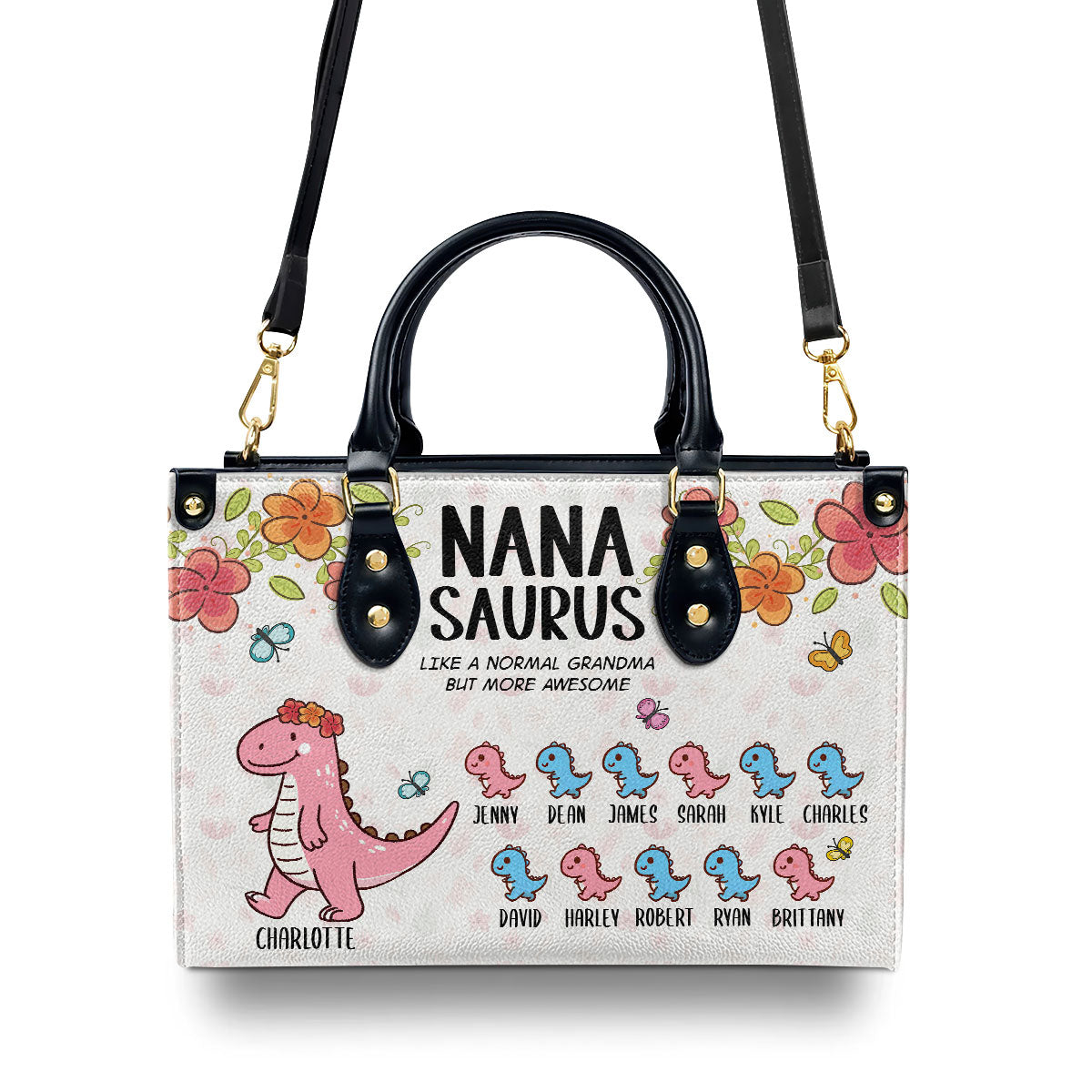 Nanasaurus - Personalized Leather Handbag SB5759