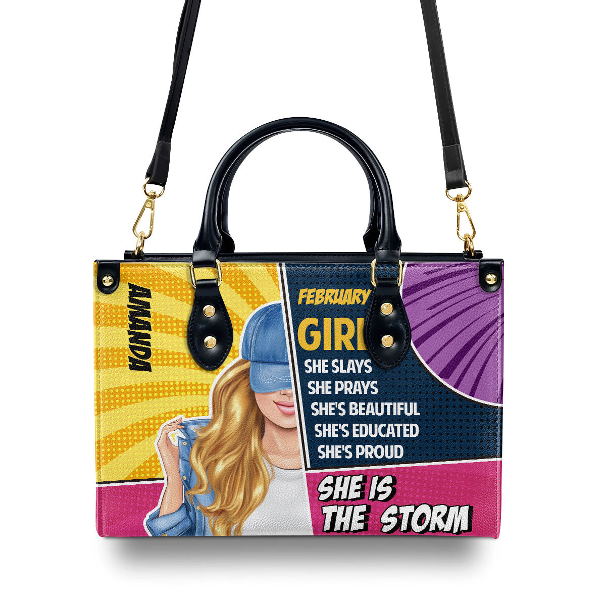 She Is The Storm - Personalized Leather Handbag SBHN06