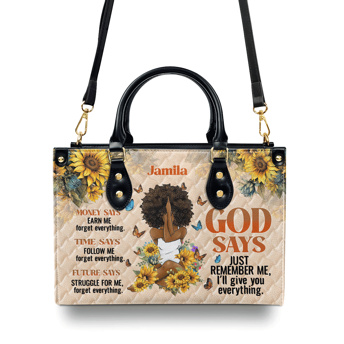 God Says Just Remember Me - Personalized Leather Handbag SBLHBLM1402TA