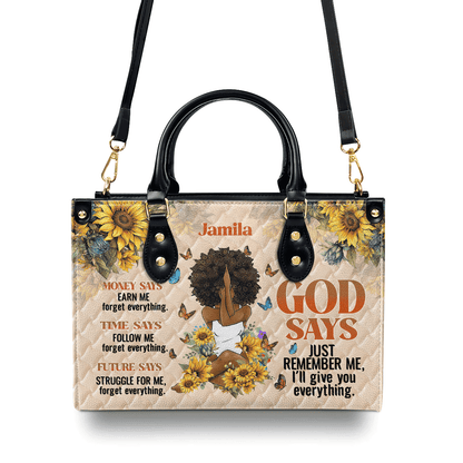 God Says Just Remember Me - Personalized Leather Handbag SBLHBLM1402TA