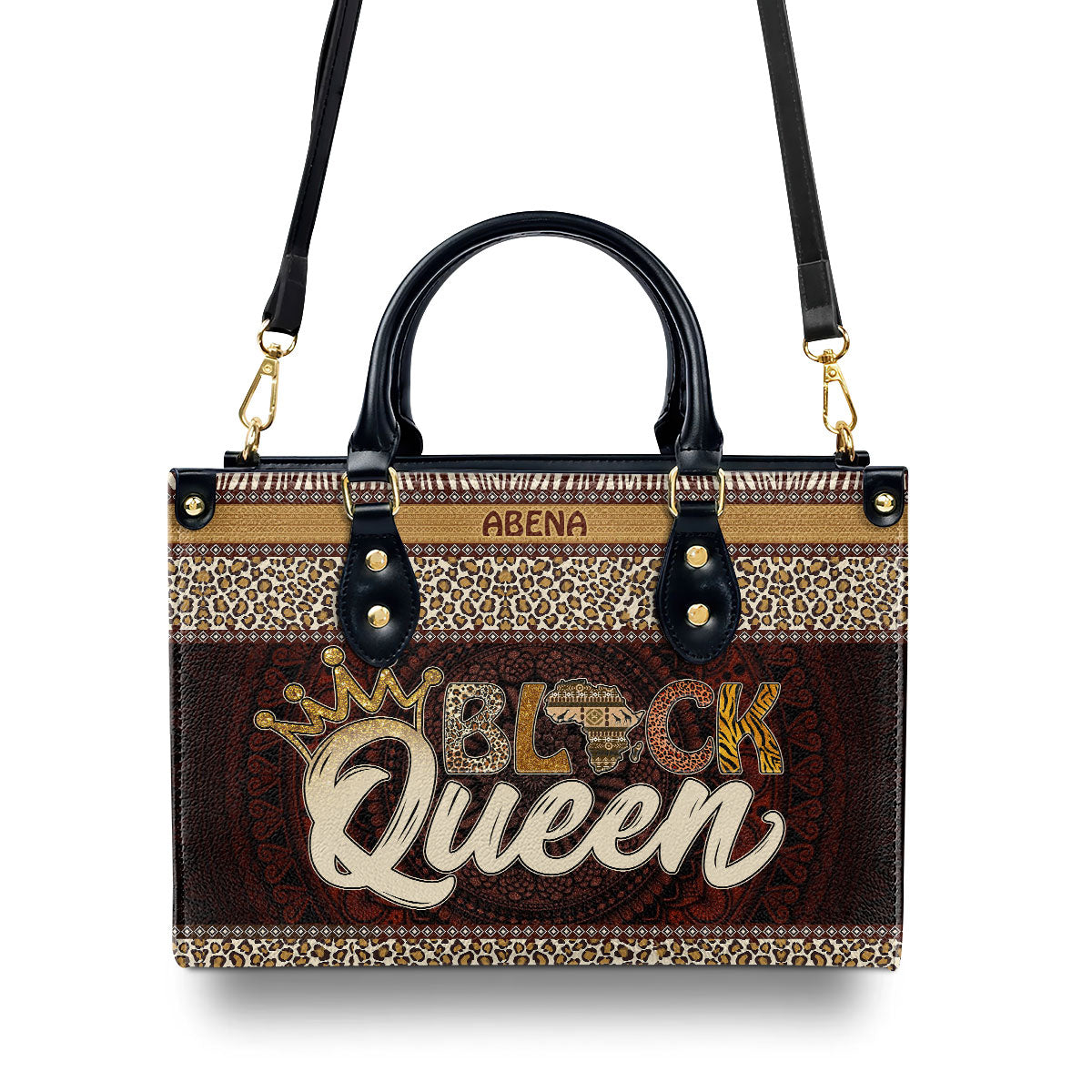 Black Queen - Personalized Leather Handbag SBLHBLM1445TA