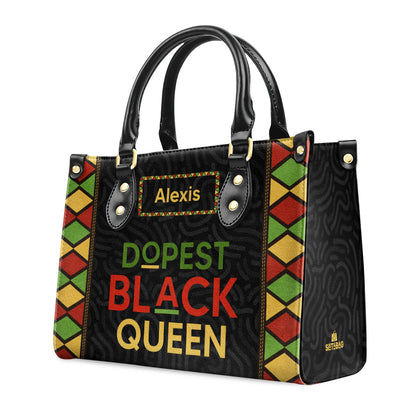 Dopest Black Queen - Personalized Leather Handbag SB09