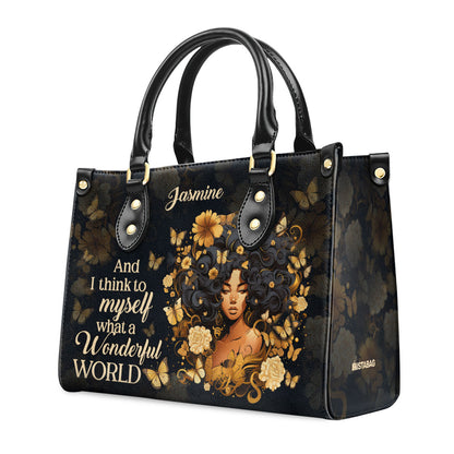 I Think To Myself What A Wonderful World - Personalized Leather Handbag STB20