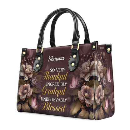 So Very Thankful - Personalized Leather Handbag STB30