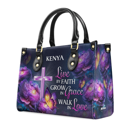 Live By Faith - Personalized Leather Handbag STB31