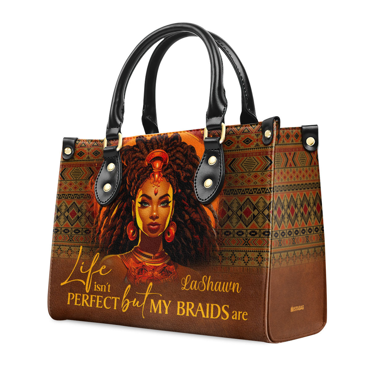 Life Isn’t Perfect But My Braids Are - Personalized Leather Handbag STB37