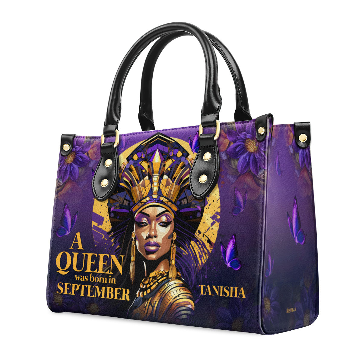 A Beautiful Queen - Personalized Purple Leather Handbag STB58