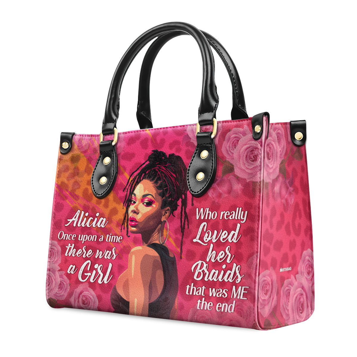 Loved Her Braids - Personalized Purple Leather Handbag STB60