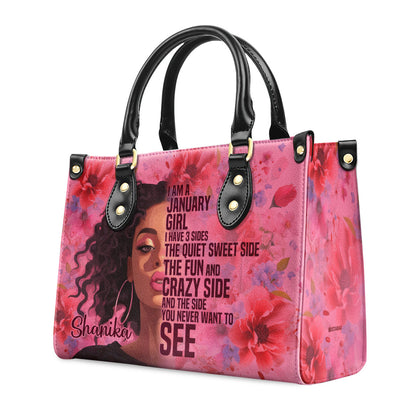 I Am A Girl - Personalized Leather Handbag STB72